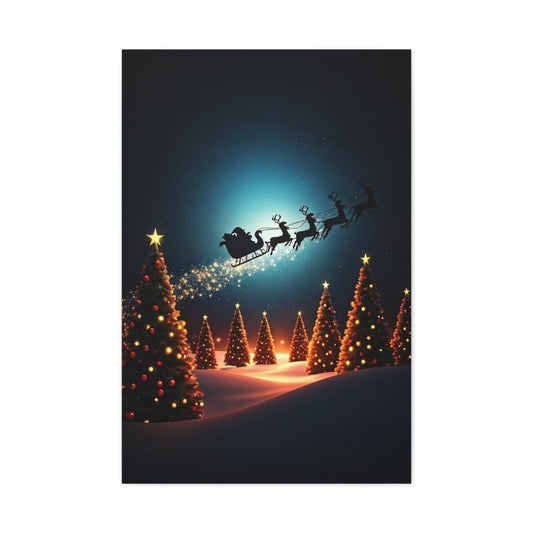 Santa Sleigh Midnight Flight Wall Art & Canvas Print