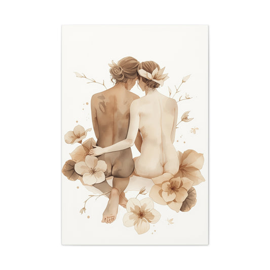 Minimal Dual Figure Botanical Composition Wall Art & Canvas Print