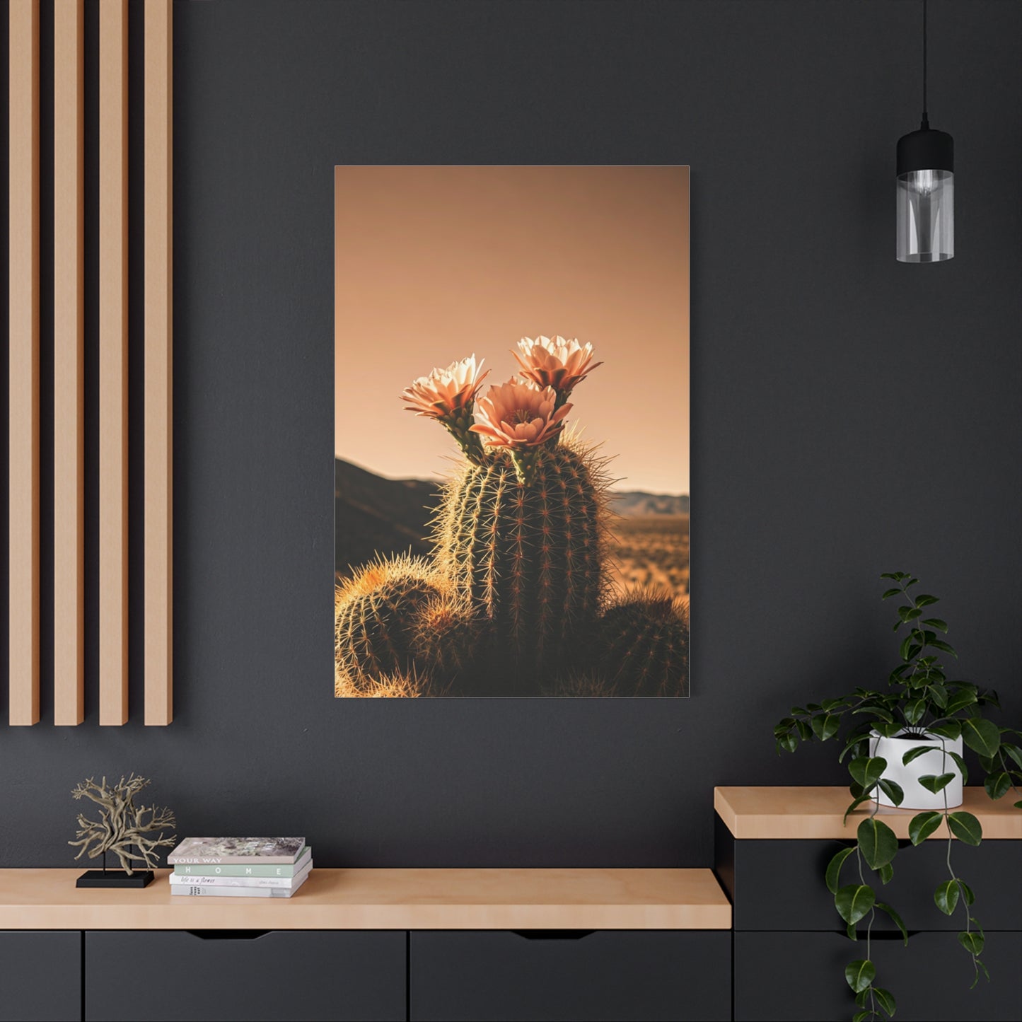 Desert Barrel Cactus Bloom at Sunset Wall Art & Canvas Prints