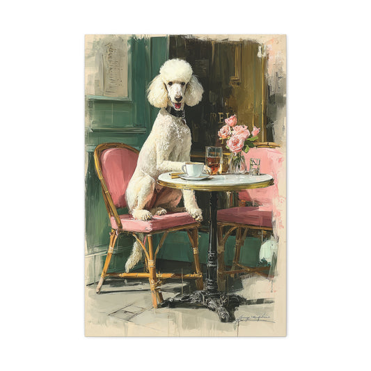 Paris Café Poodle Portrait Wall Art & Canvas Print