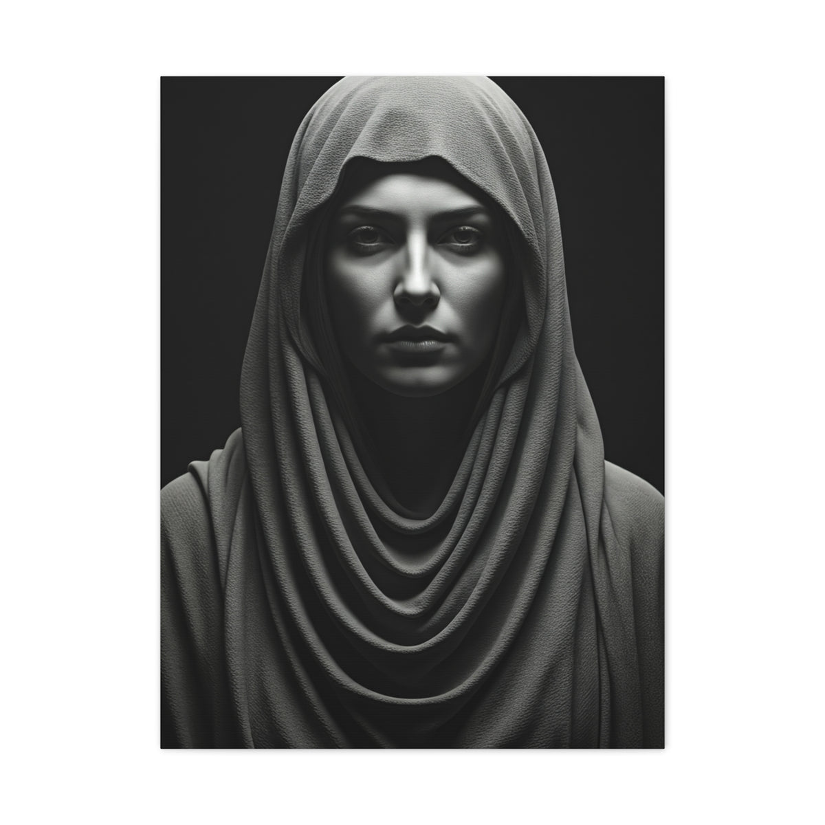 Veiled Serenity Black & White Portrait Wall Art & Canvas Prints