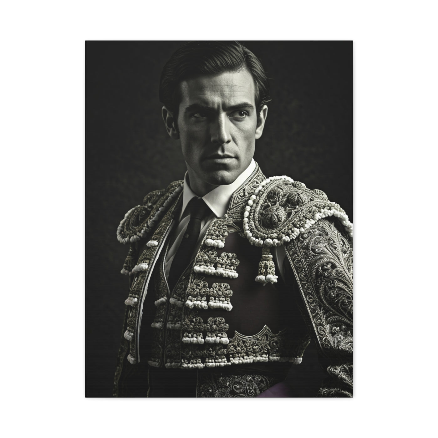 Stoic Warrior in Armor Black & White Wall Art & Canvas Prints