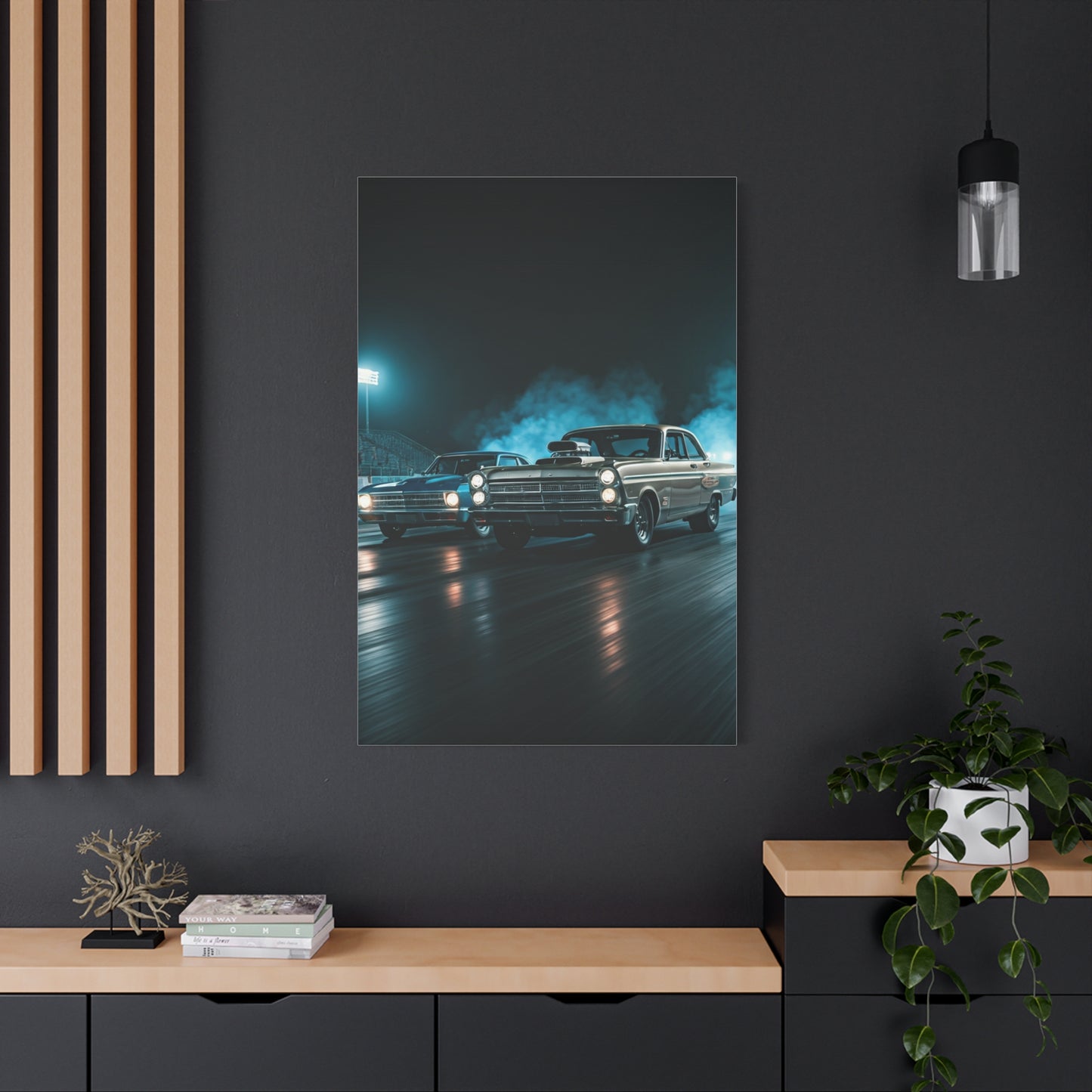 1967 Dodge Coronet Super Stock vs Chevrolet Biscayne 409 Drag Duel Wall Art & Canvas Prints