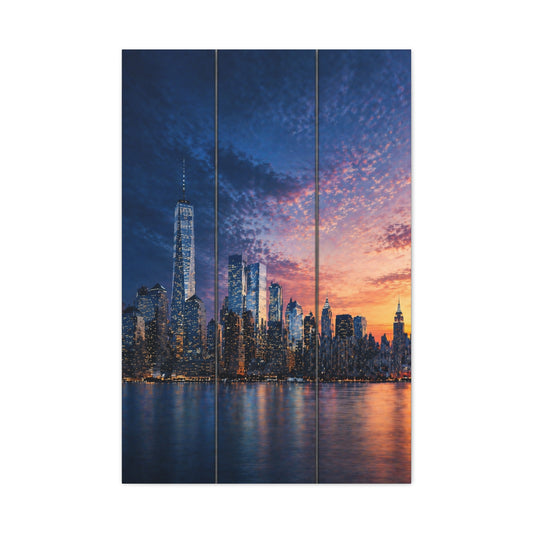 Blue Hour Skyline Triptych Wall Art & Canvas Print