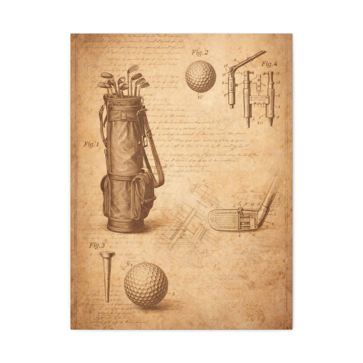 Vintage Golf Equipment Patent Study Wall Art & Canvas Print