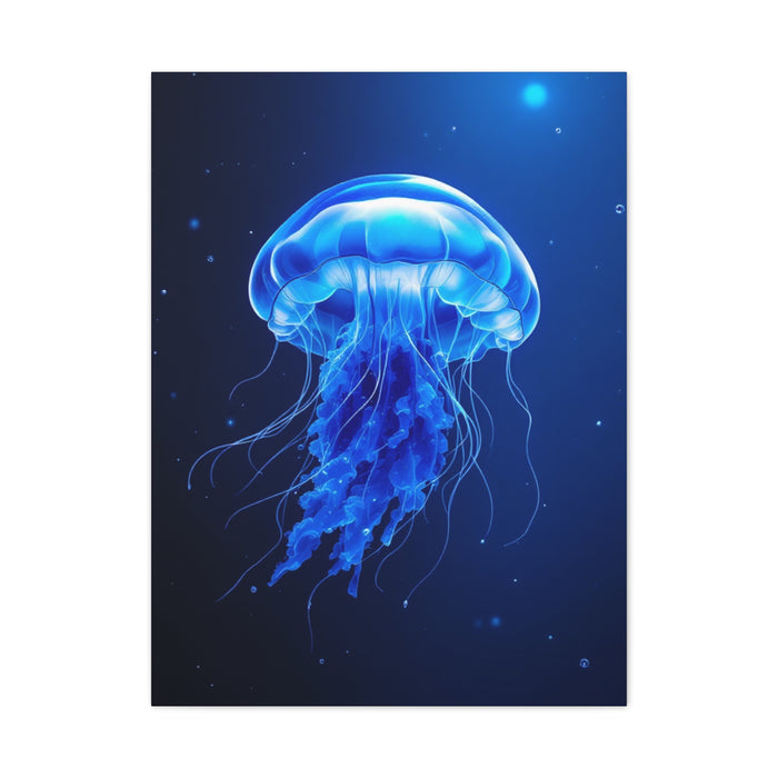 Glowing Jellyfish in Midnight Blue Waters Wall Art & Canvas Prints