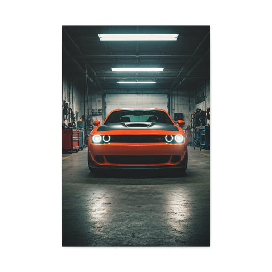 Dodge Challenger Demon Industrial Garage Presence Wall Art & Canvas Prints