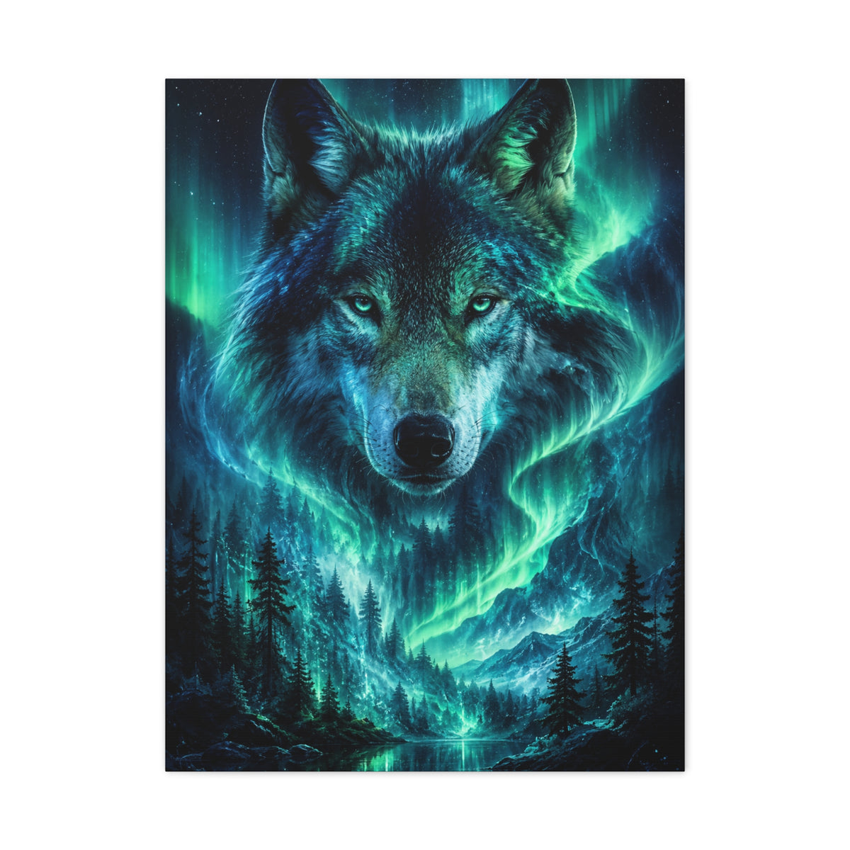 Aurora Spirit Wolf Cosmic Landscape Wall Art & Canvas Print