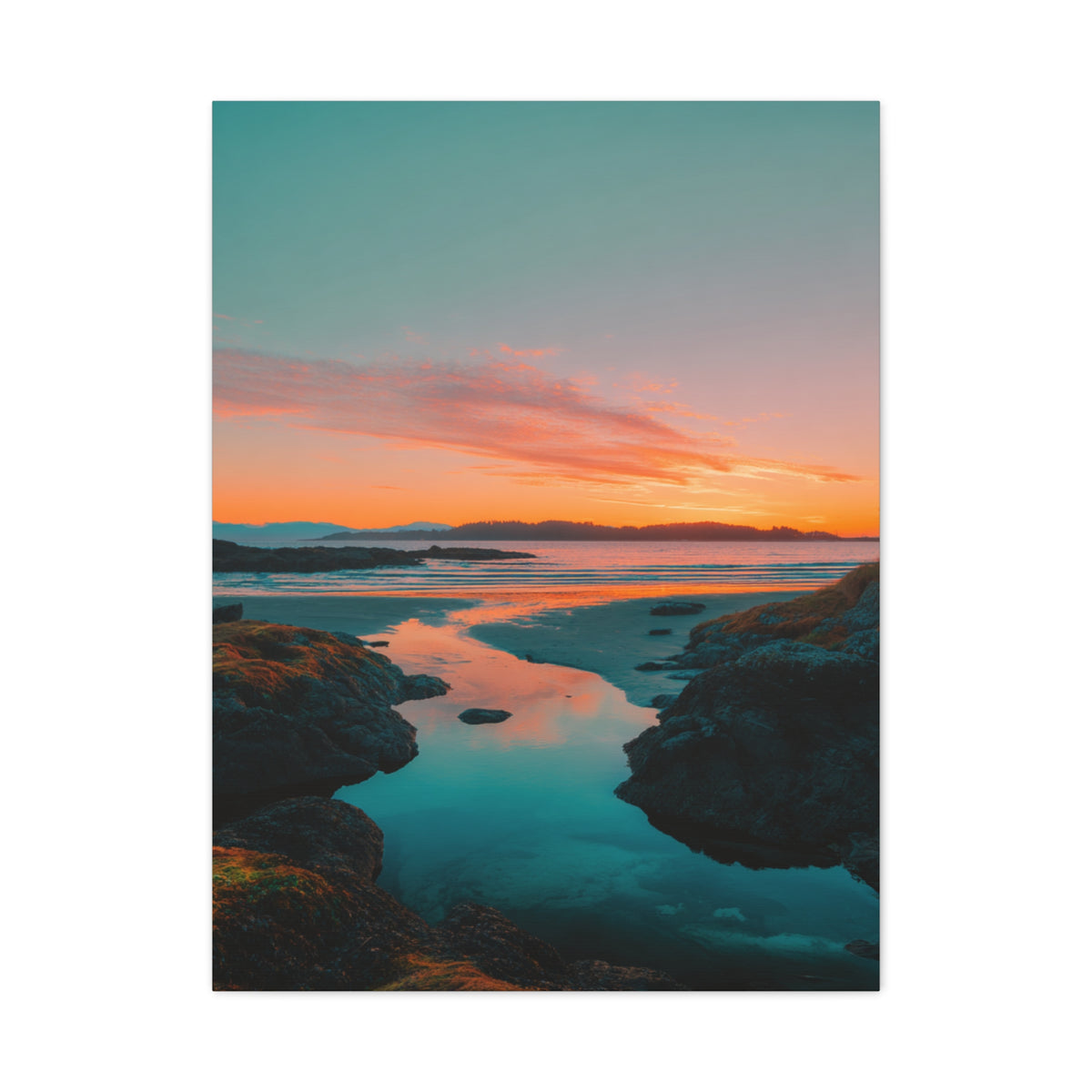 Coastal Sunset Horizon Reflection Wall Art & Canvas Print