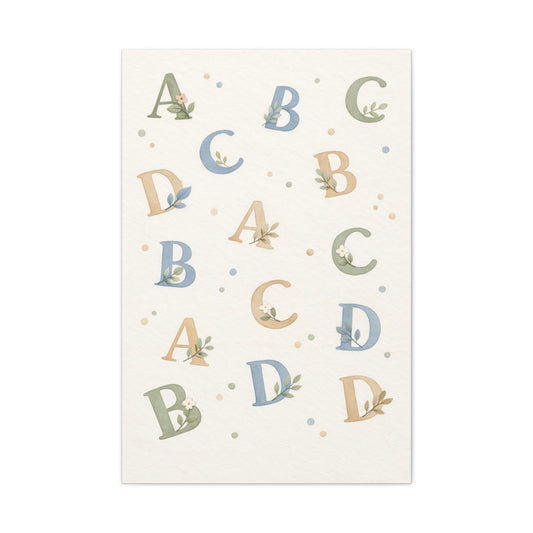 Botanical Alphabet Nursery Wall Art & Canvas Print