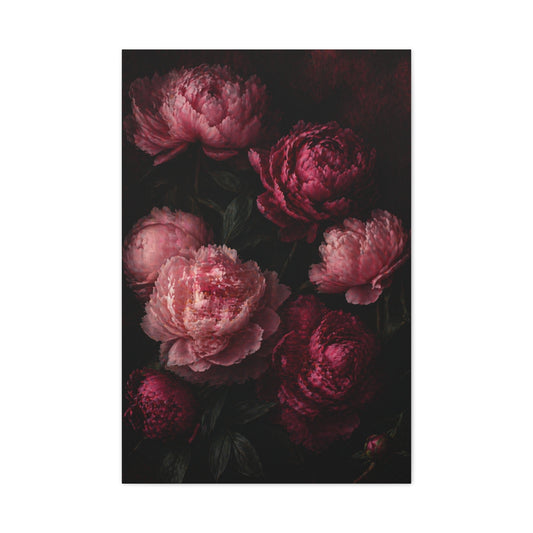 Dark Peony Floral Pink Wall Art & Canvas Print