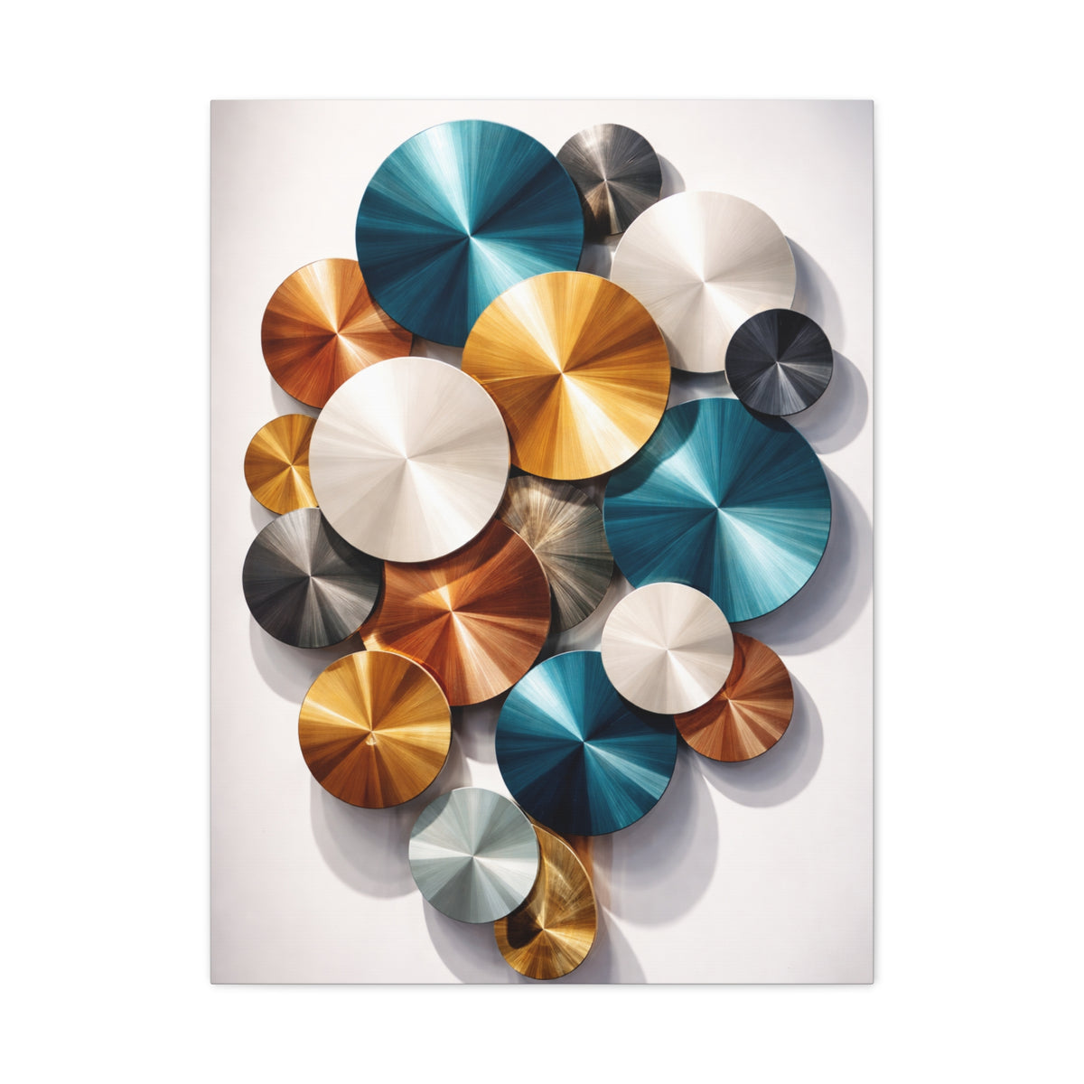 Overlapping Multicolor Metal Circles Wall Art & Canvas Print