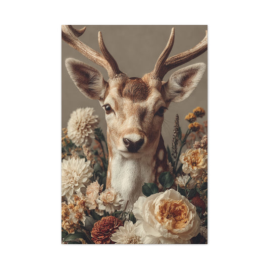 Botanical Deer Portrait Wall Art & Canvas Print