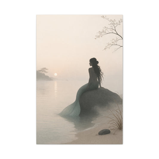 Misty Shore Mermaid Serenity Wall Art & Canvas Print