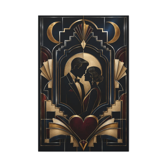Neo-Deco Midnight Lovers Silhouette Wall Art & Canvas Print