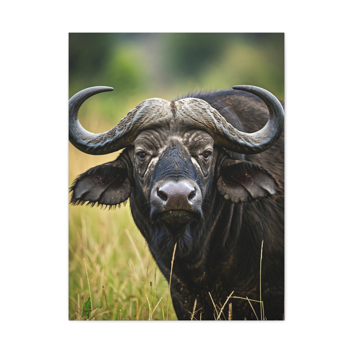 Cape Buffalo in Savannah Grassland Portrait Wall Art & Canvas Print
