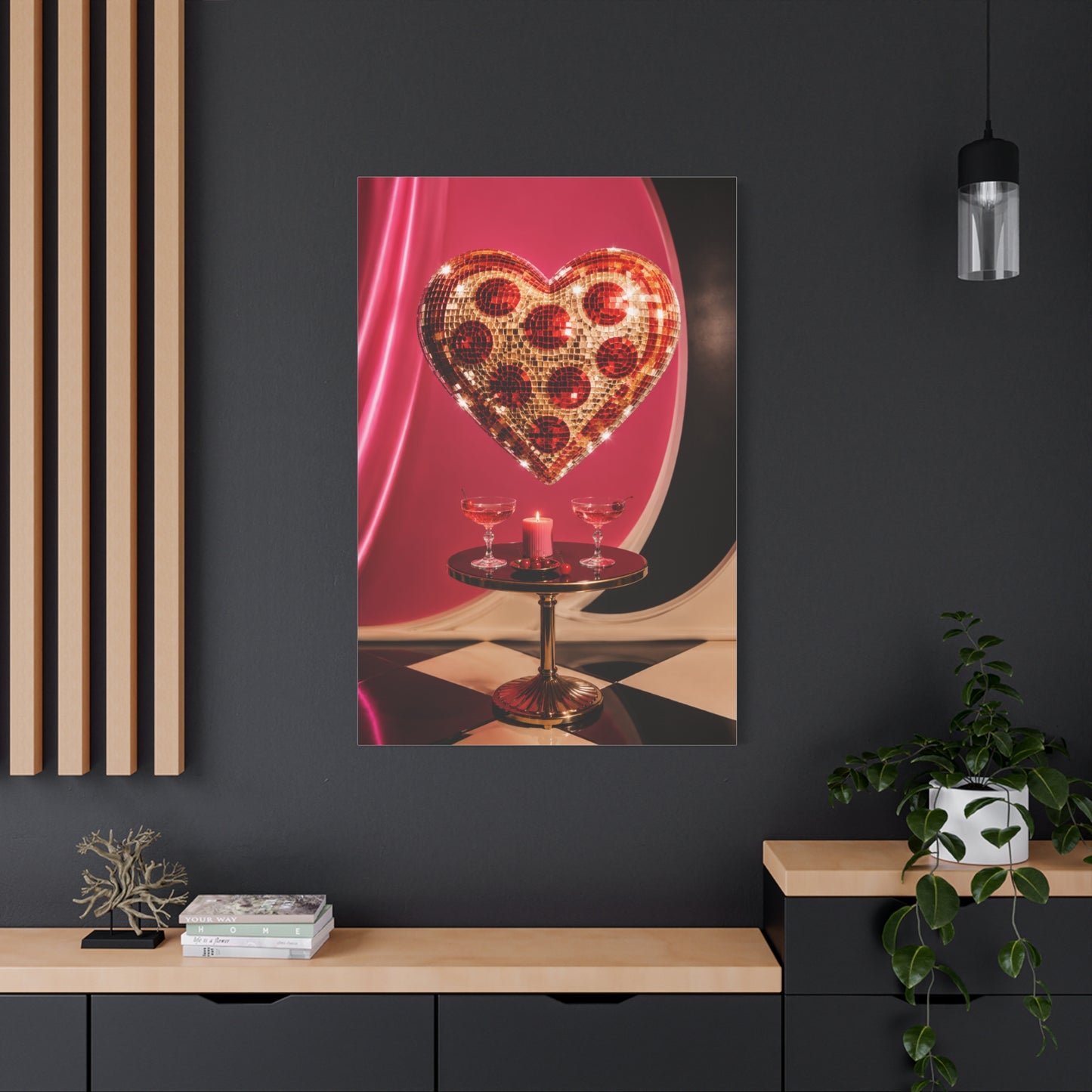 Disco Heart Cocktail Romance Scene Wall Art & Canvas Print