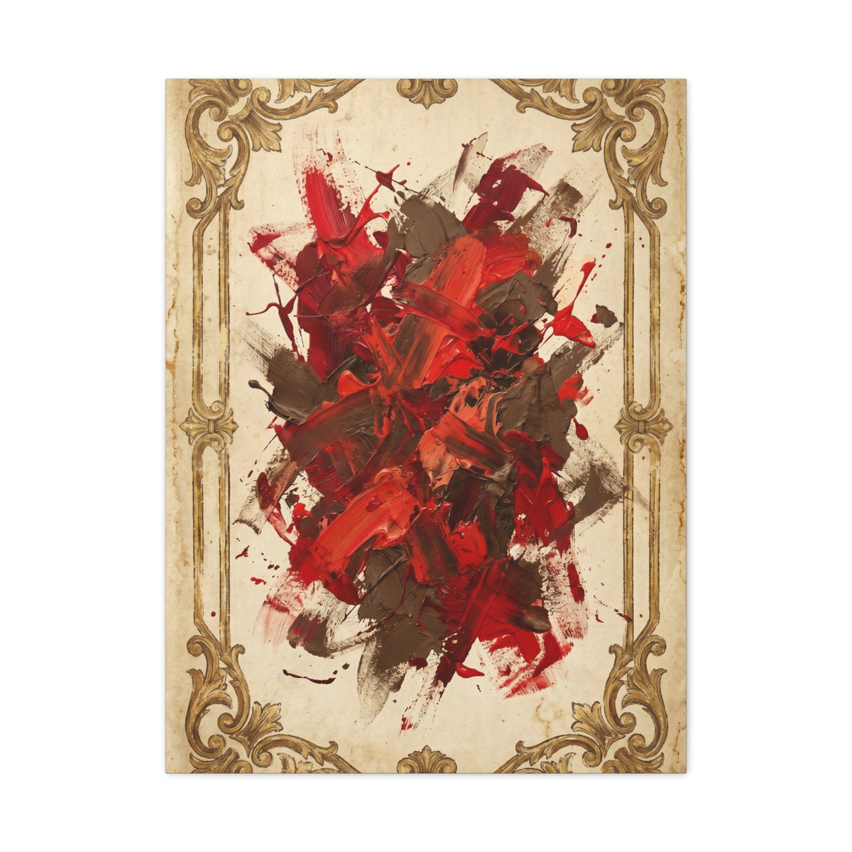 Vintage Framed Red Expressionist Composition Wall Art & Canvas Print
