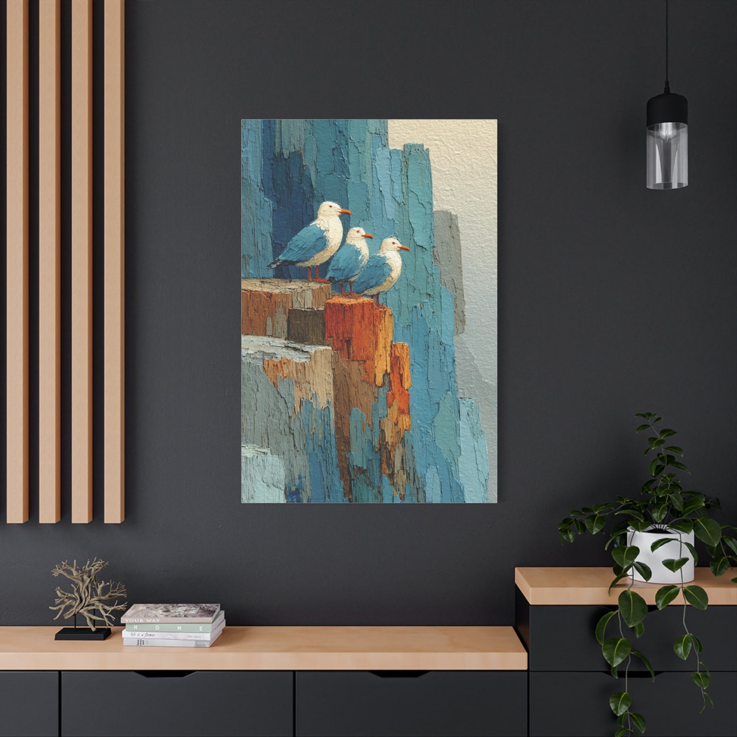 Seagull Trio Driftwood Relief Wall Art & Canvas Print