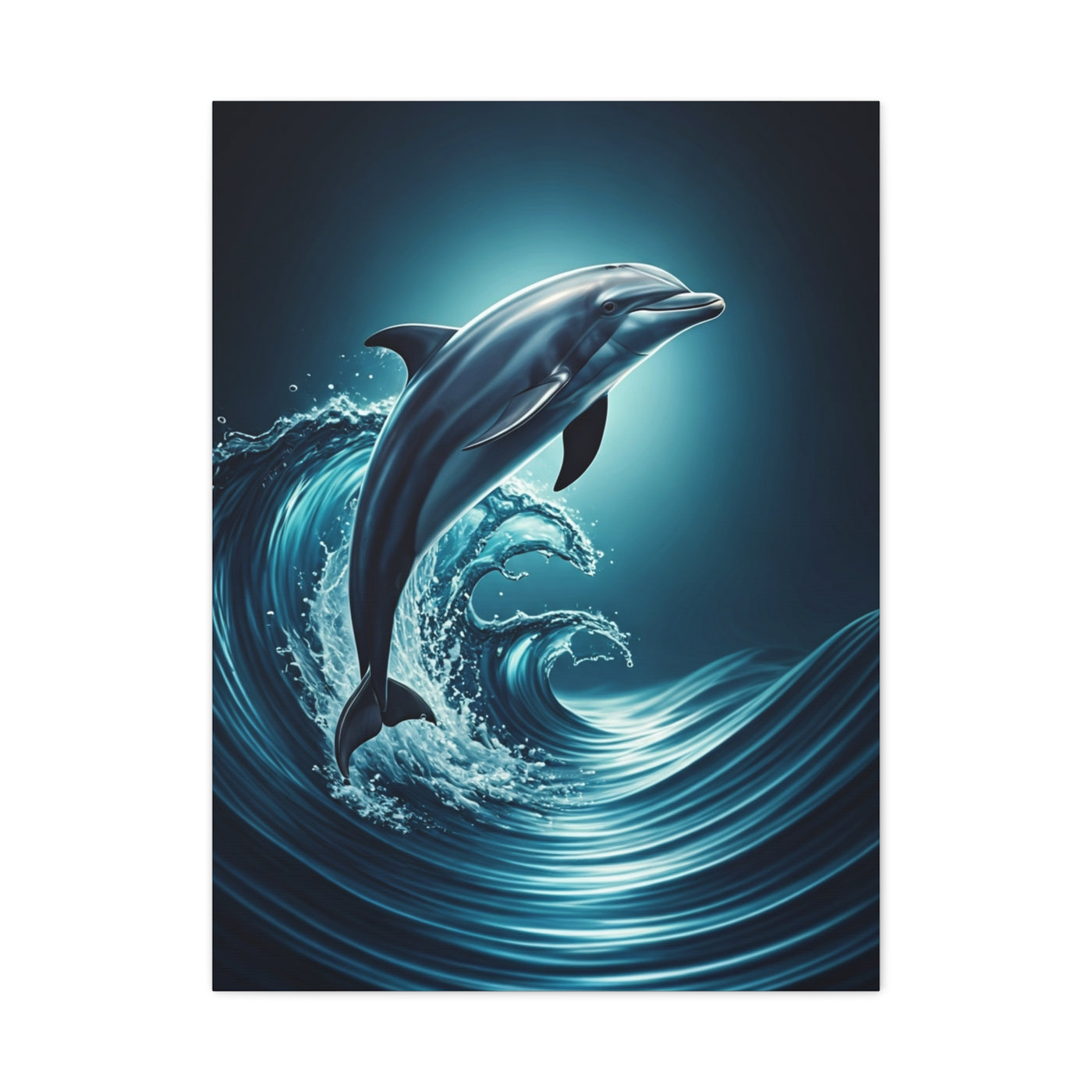 Dolphin Leaping Through Blue Ocean Waves Wall Art & Canvas Prints
