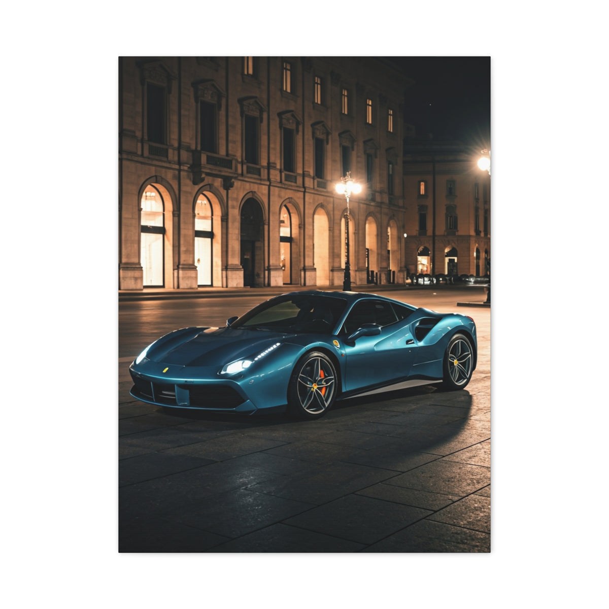 Ferrari 488 GTB Night City Square Wall Art & Canvas Prints