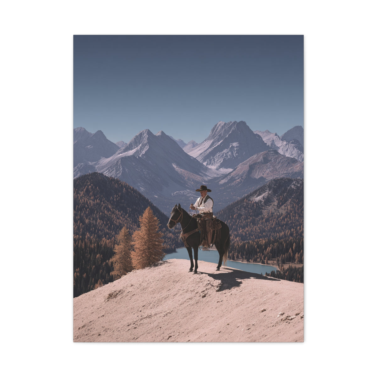 Mountain Overlook Cowboy Wall Art & Canvas Print