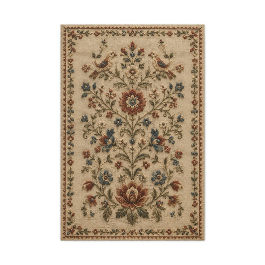 Antique Floral Embroidery Garden Panel Wall Art & Canvas Print