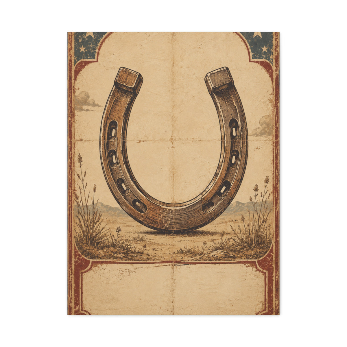Rustic Horseshoe Frontier Poster Wall Art & Canvas Print
