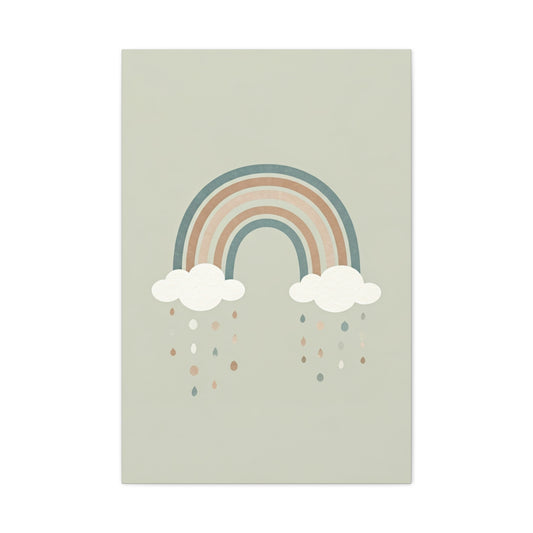 Pastel Rainbow & Clouds Nursery Wall Art & Canvas Print