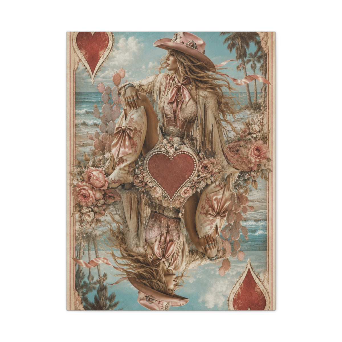 Coastal Cowgirl Playing Card Portrait Wall Art & Canvas Print