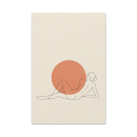 Reclining Line Figure Sun Composition Wall Art & Canvas Print