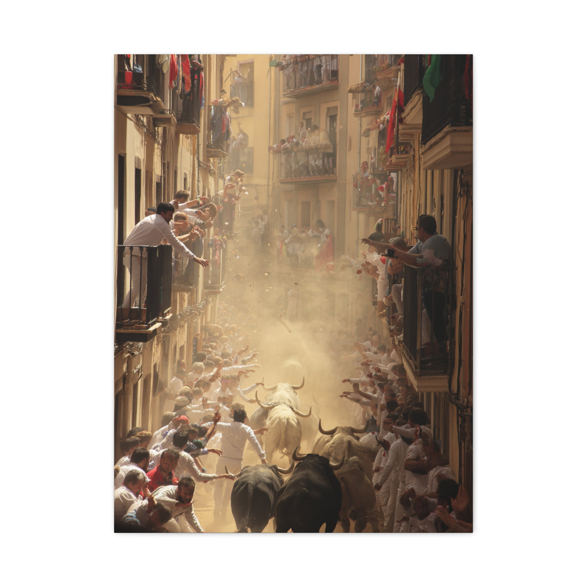 Running of the Bulls Festival Charge Wall Art & Canvas Print