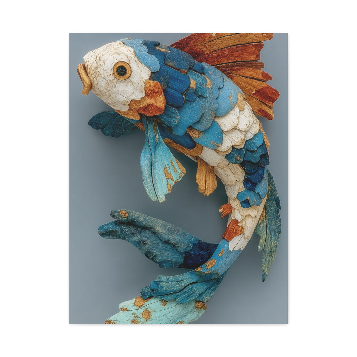 Driftwood Koi Sculpture Wall Art & Canvas Print