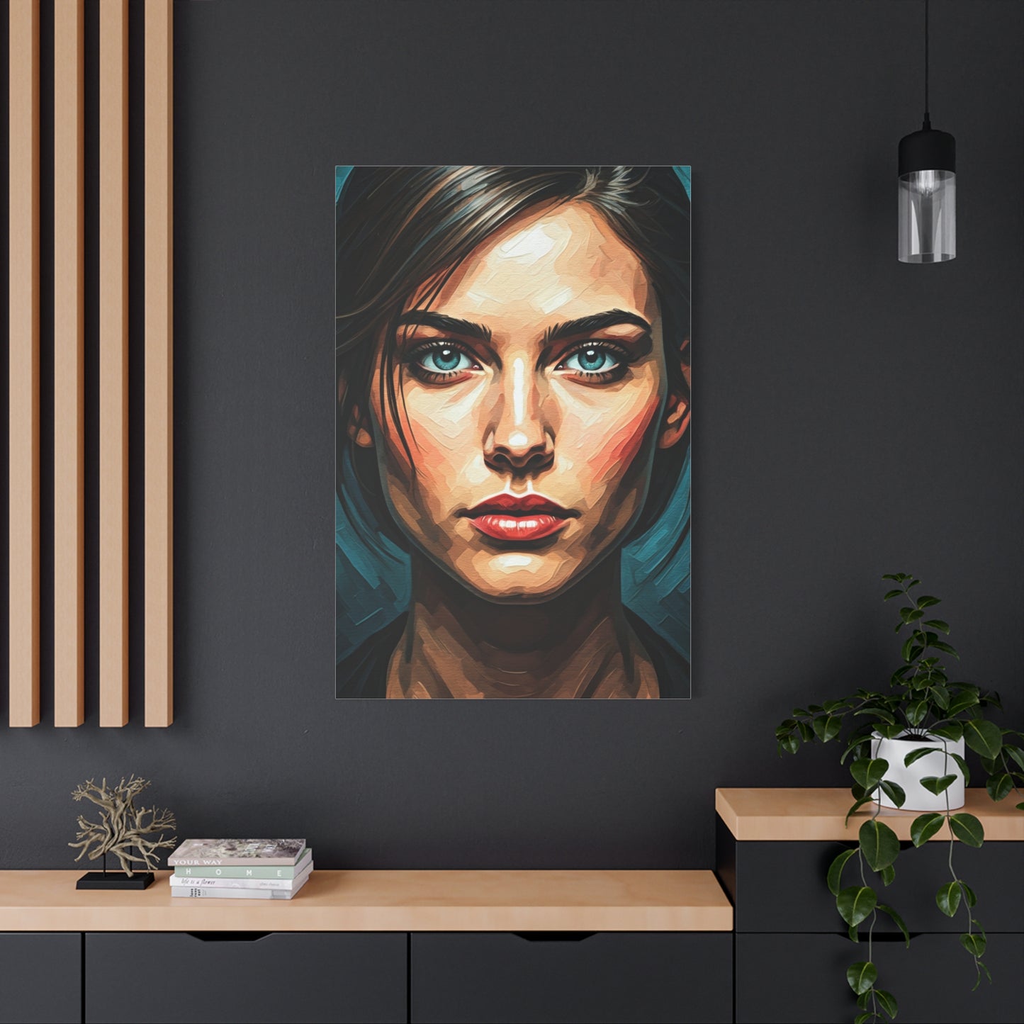 Piercing Azure Gaze Portrait Wall Art & Canvas Print