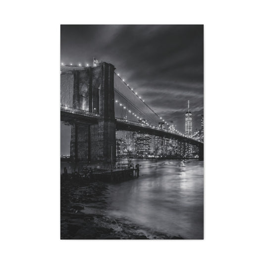 Brooklyn Bridge Night Panorama Wall Art & Canvas Print