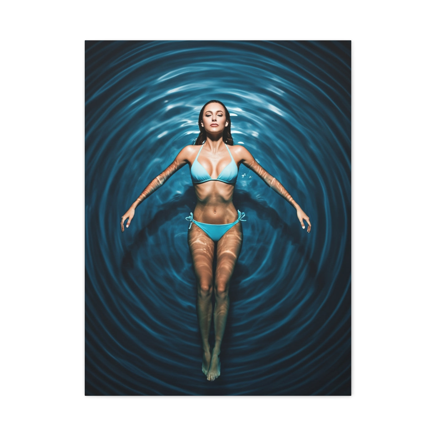 Floating Serenity in Deep Blue Pool Wall Art & Canvas Prints
