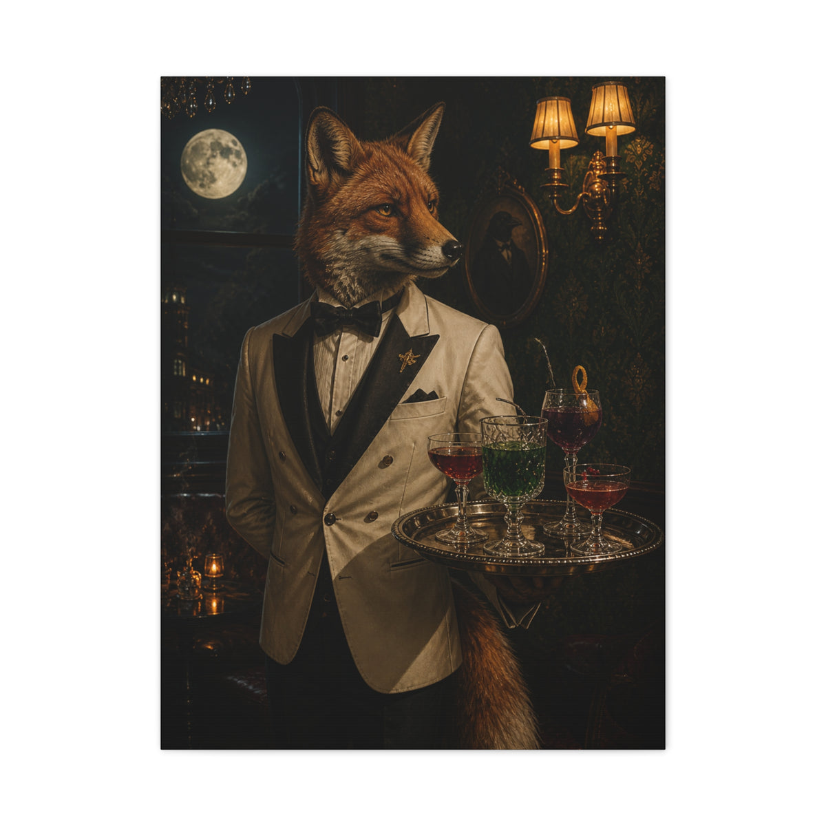 Fox Cocktail Waiter Speakeasy Wall Art & Canvas Print