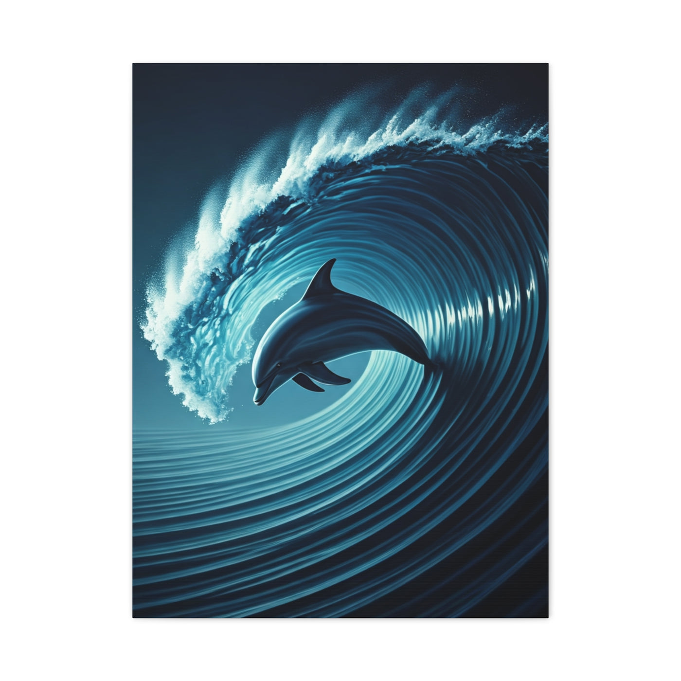 Dolphin Within Ocean Wave Motion Wall Art & Canvas Prints