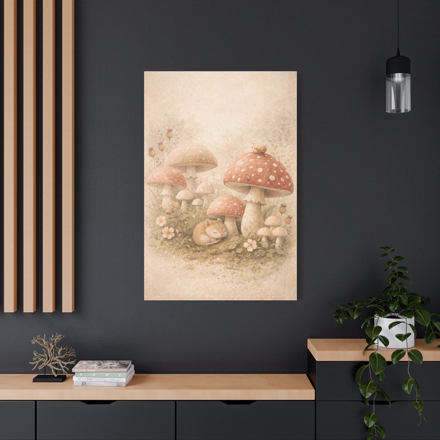 Soft Nursery Mushroom Garden Storybook Scene Wall Art & Canvas Print
