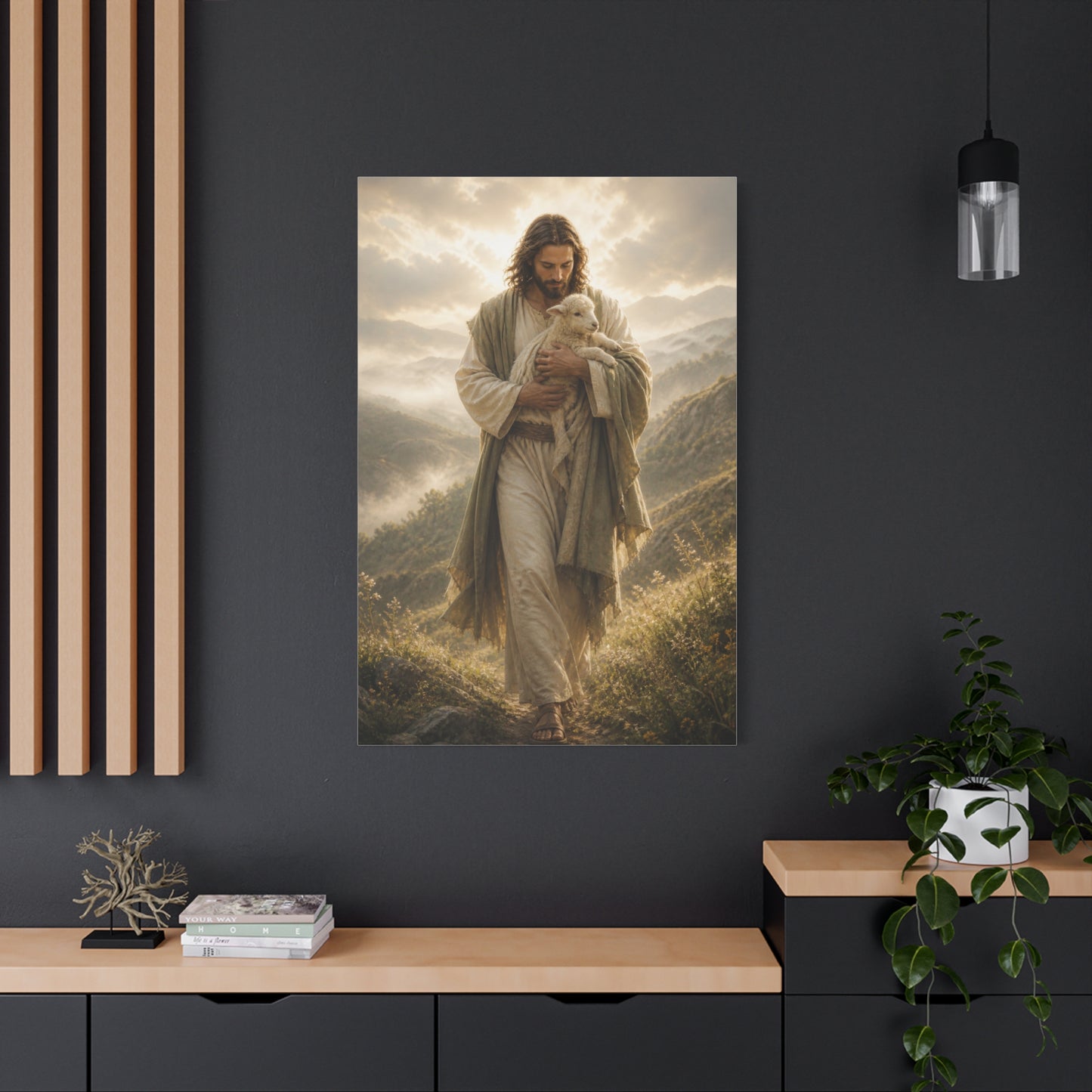 Jesus Carrying the Lamb at Dawn Wall Art & Canvas Print