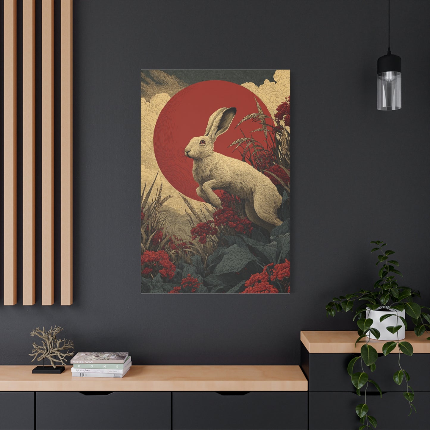 Harvest Moon Folk Hare Wall Art & Canvas Print