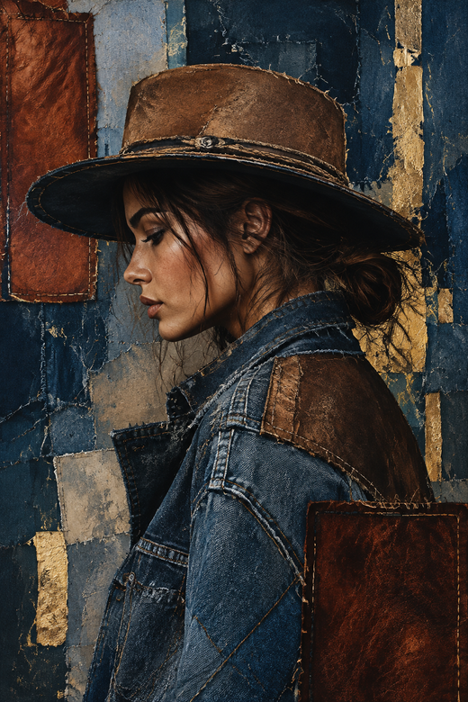 Denim and Leather Wall Art