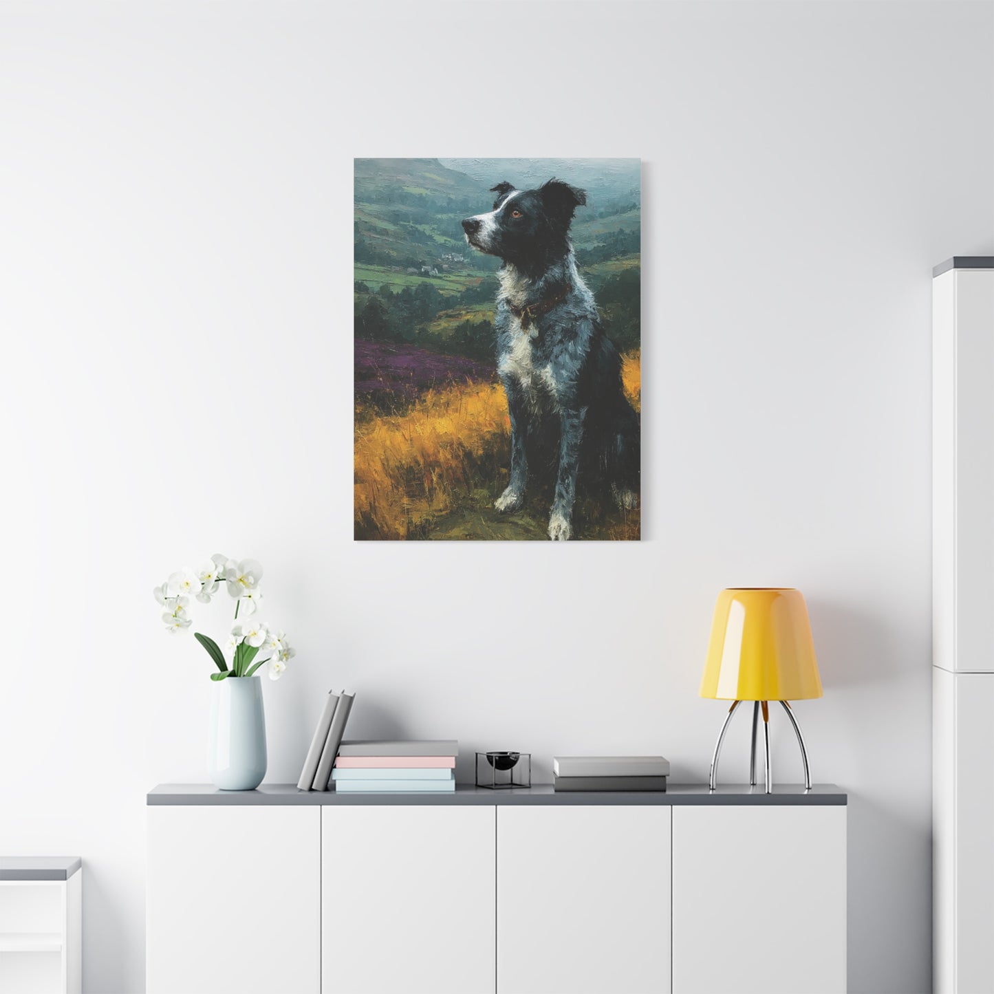 Border Collie Highland Landscape Wall Art & Canvas Print