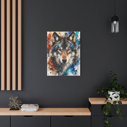 Watercolor Splash Wolf Expression Portrait Wall Art & Canvas Print