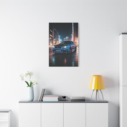 Nissan Skyline GT-R R34 City Rain Reflections Wall Art & Canvas Prints