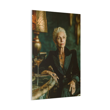 Silver-Haired Woman Martini Portrait Wall Art & Canvas Print