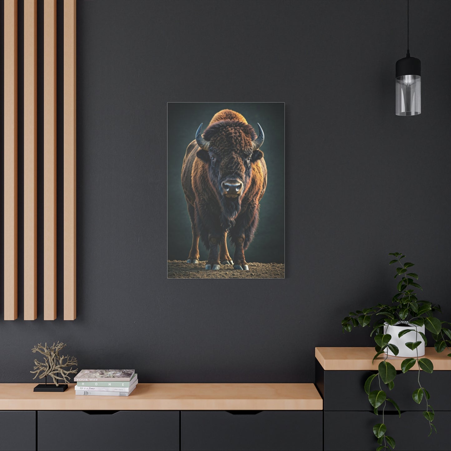 American Bison Emerging from Dust Prairie Wall Art & Canvas Print
