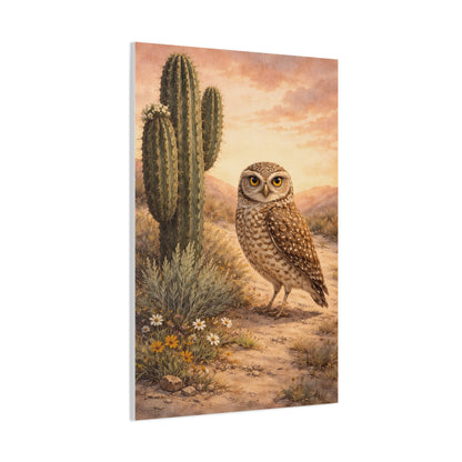 Desert Burrowing Owl Landscape Wall Art & Canvas Print