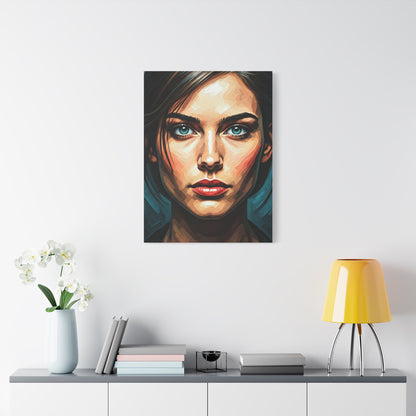 Piercing Azure Gaze Portrait Wall Art & Canvas Print