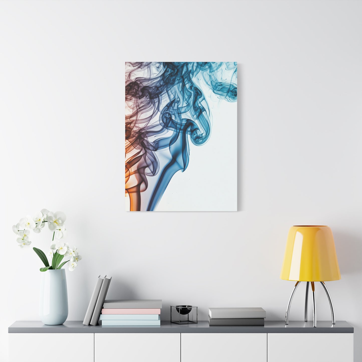 Blue and Amber Smoke Flow Abstract Wall Art & Canvas Prints